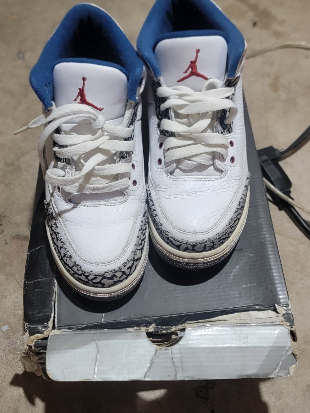 Jordan White Blue Red Elephant-Print Low Top Sneakers
